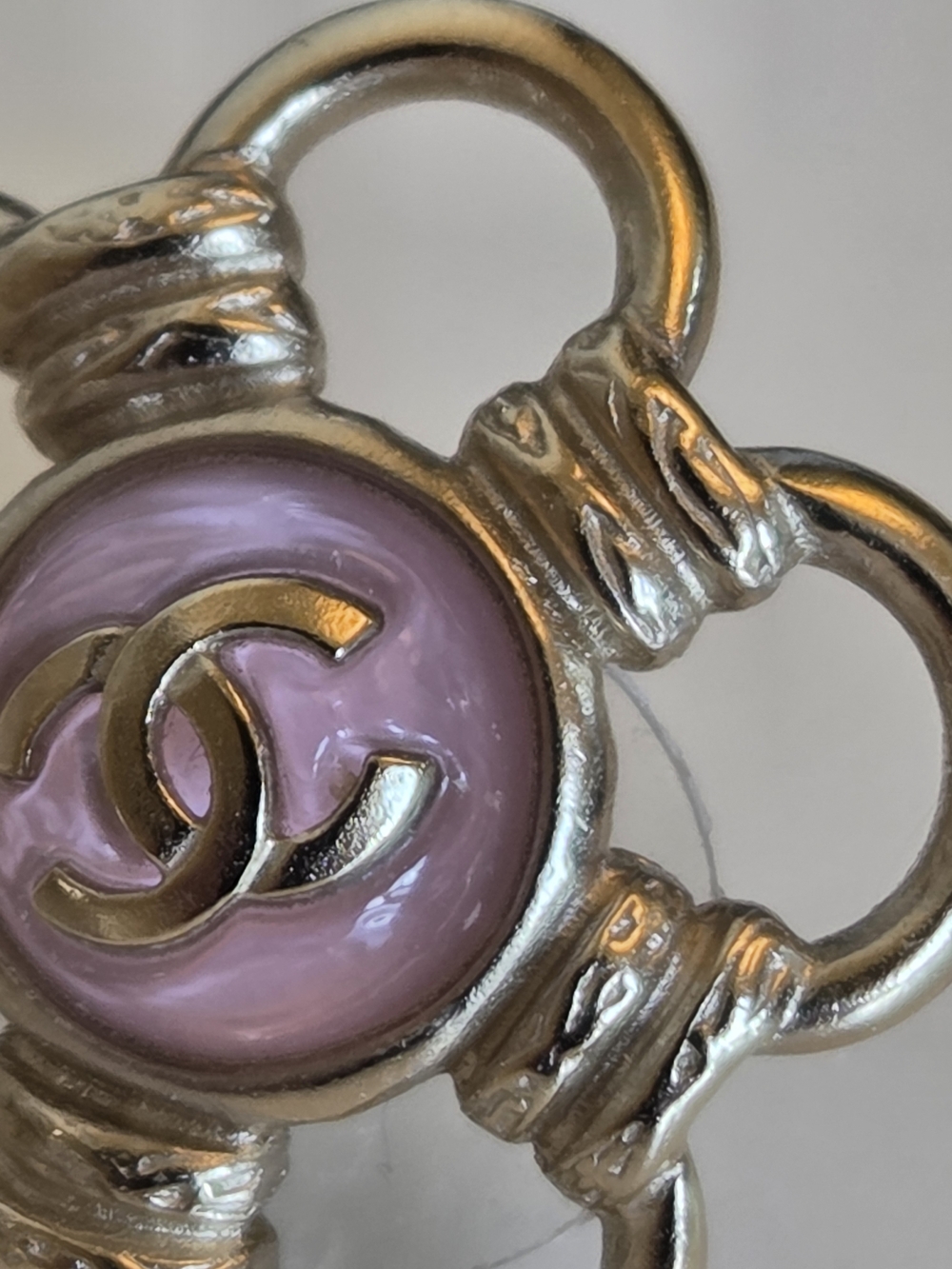 CHANEL Pink Camellia Logo Gold-Tone Stud Earrings Opalesque Swirl Statement Stud - Picture 5 of 15